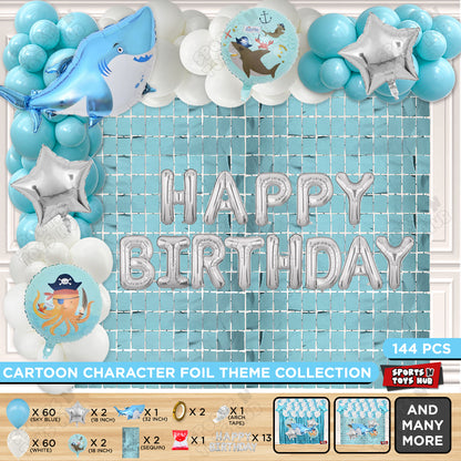 Shark Foil Letter Balloon Arch Theme