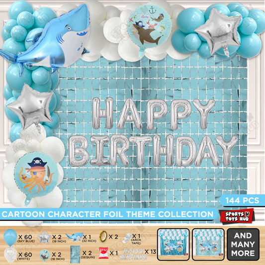 Shark Foil Letter Balloon Arch Theme