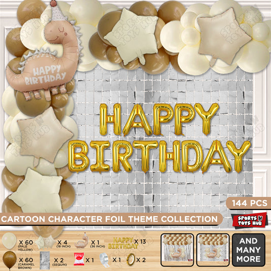 Pastel Matte Dino Color Foil Balloon Set With Foil Letter Balloon Arch Theme