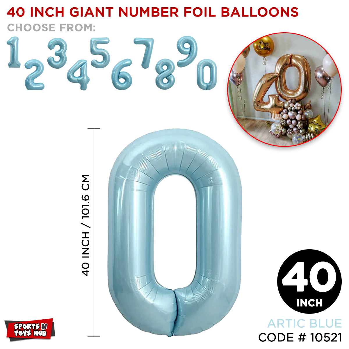 40 Inch Blue Number Foil Balloon