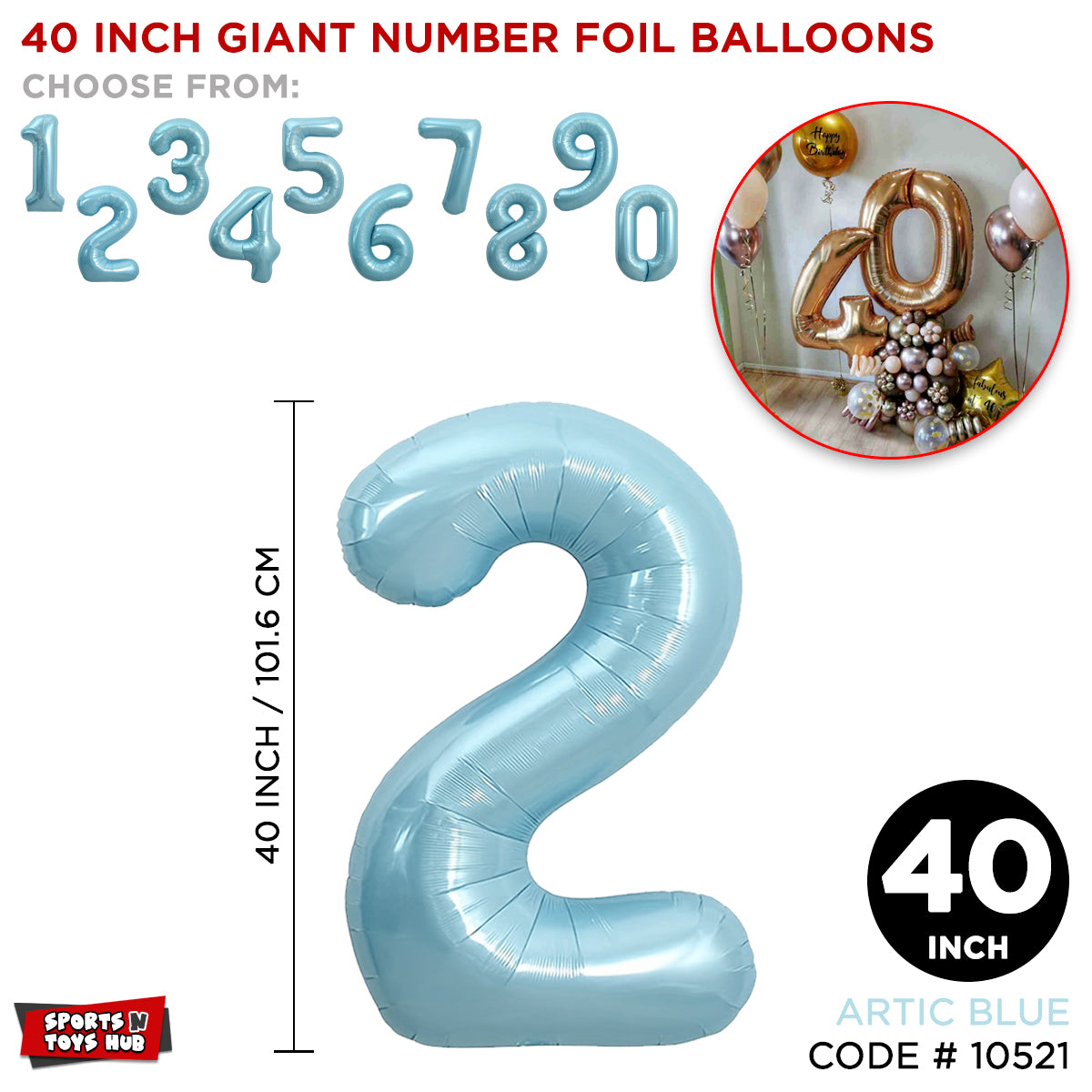 40 Inch Blue Number Foil Balloon