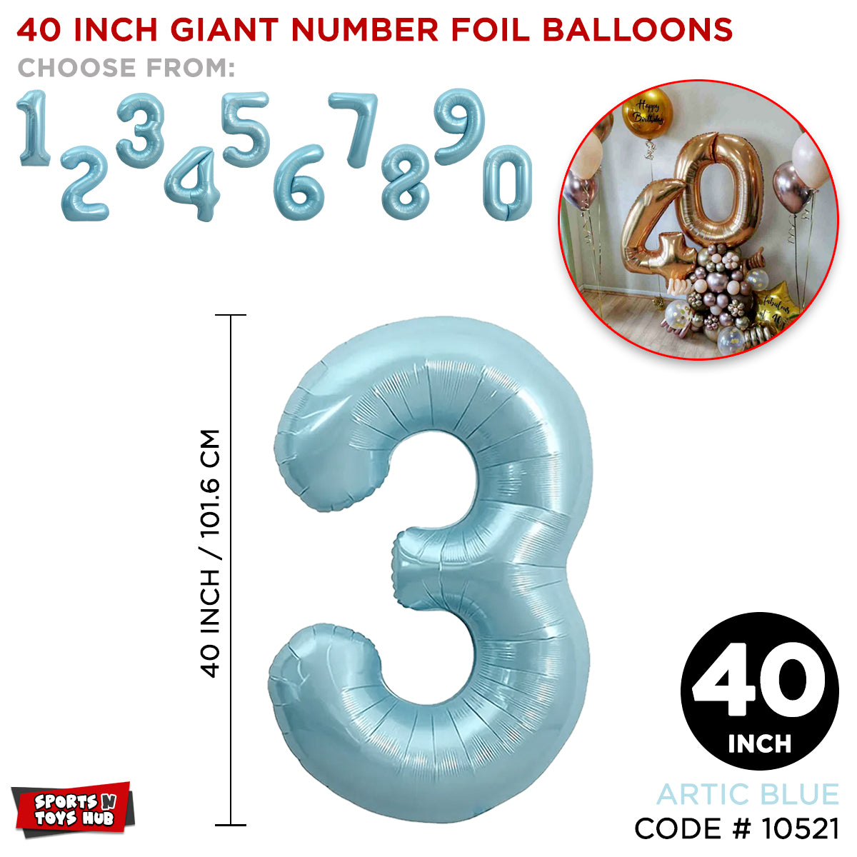 40 Inch Blue Number Foil Balloon