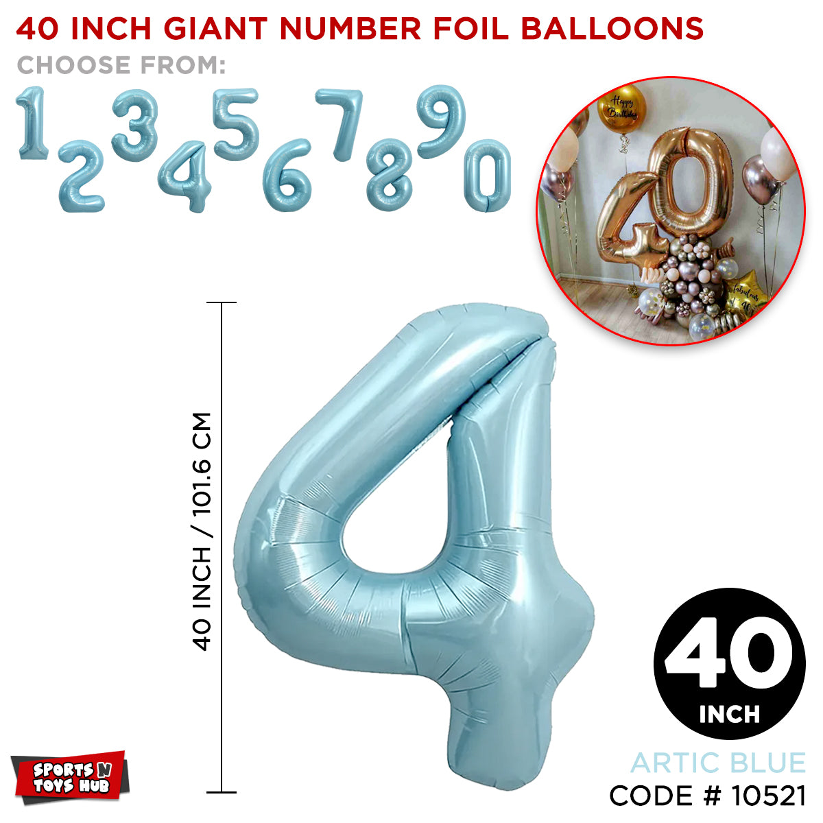 40 Inch Blue Number Foil Balloon