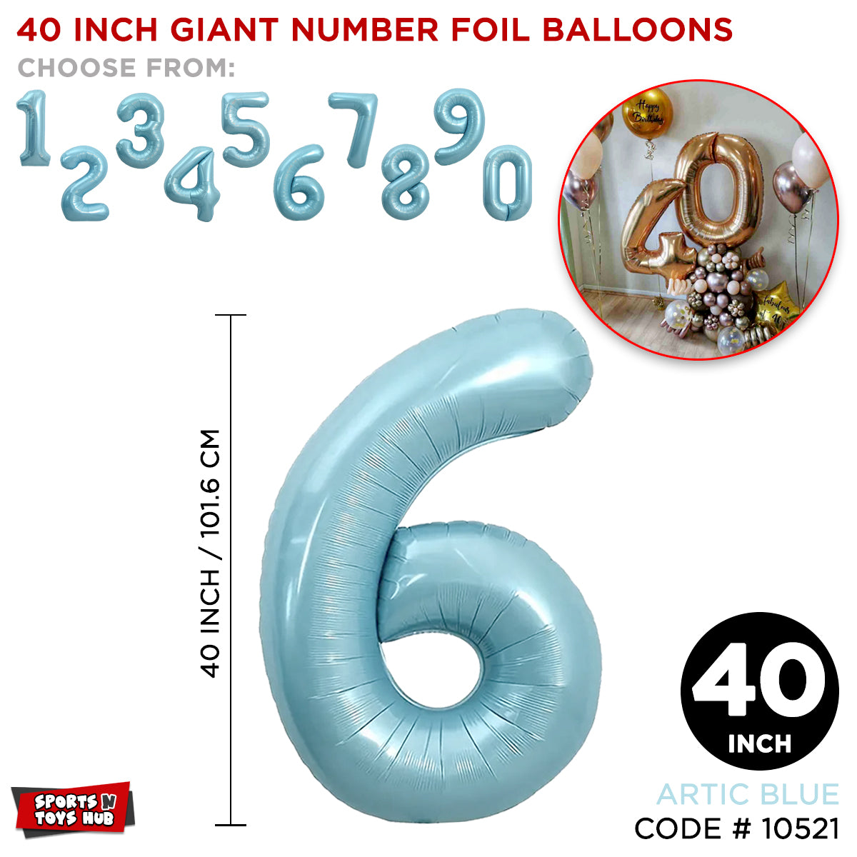 40 Inch Blue Number Foil Balloon