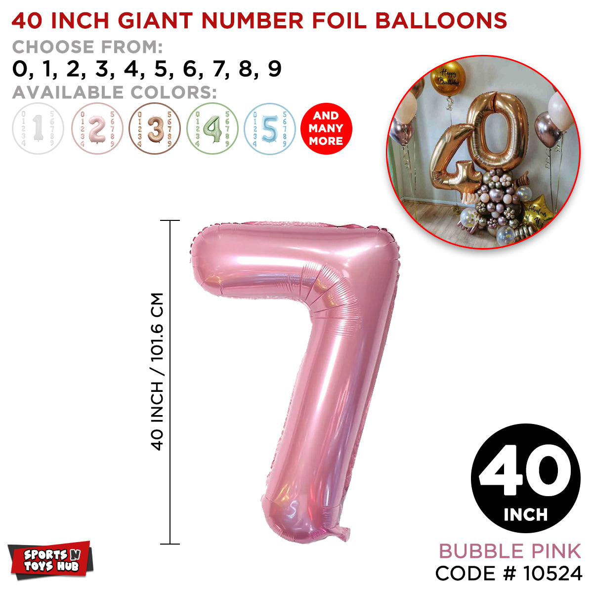 40 Inch Pink Number Foil Balloon Collection
