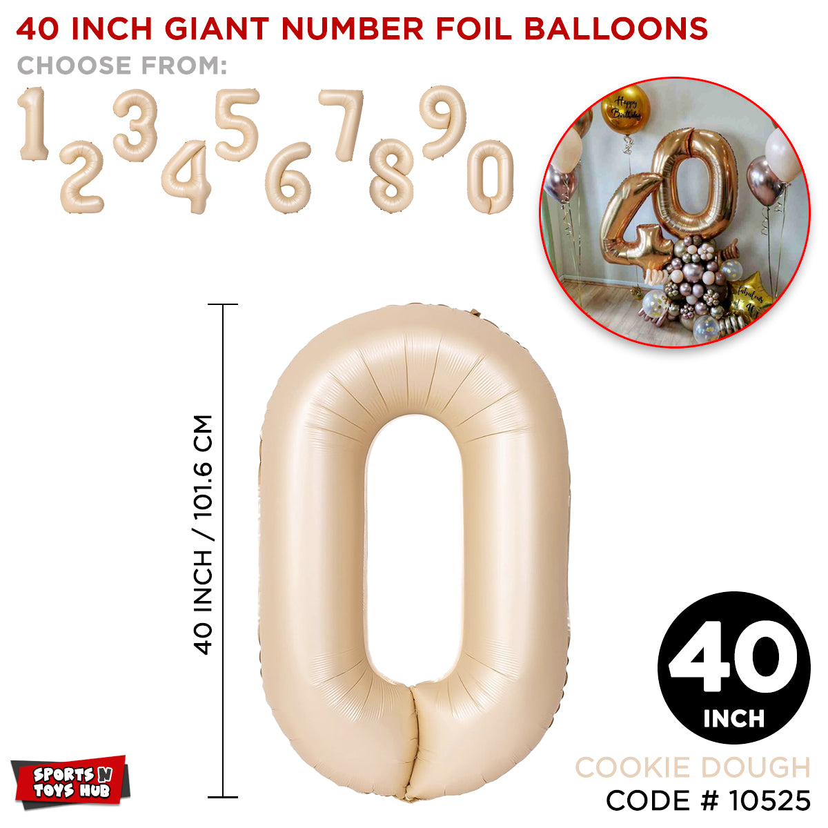 40 Inch Cookie Dough Number Foil Balloon Collection