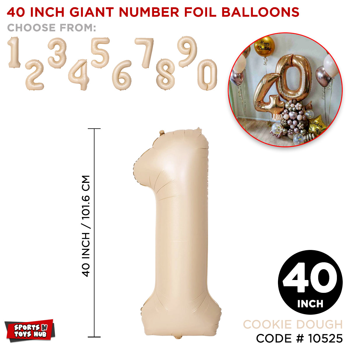 40 Inch Cookie Dough Number Foil Balloon Collection