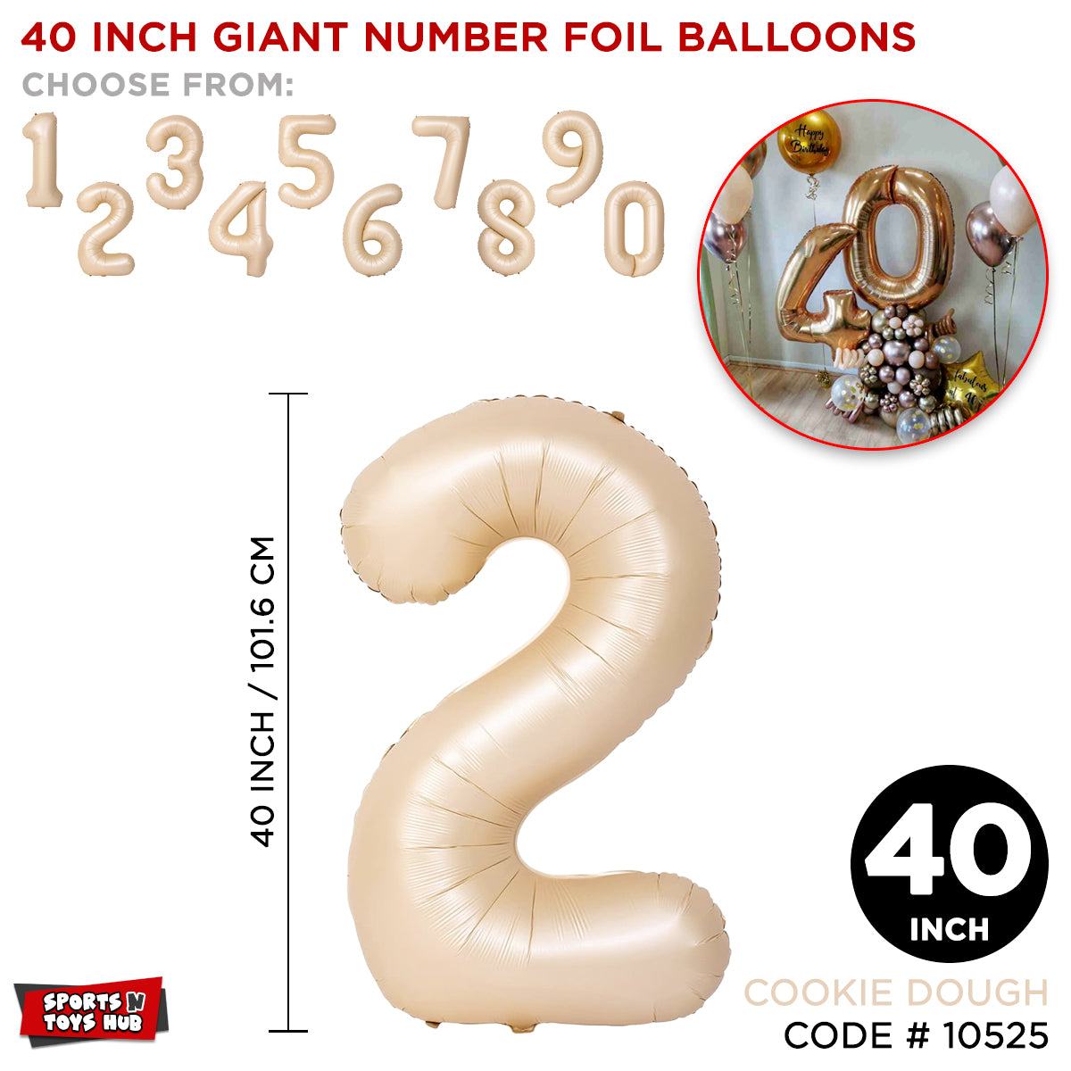 40 Inch Cookie Dough Number Foil Balloon Collection