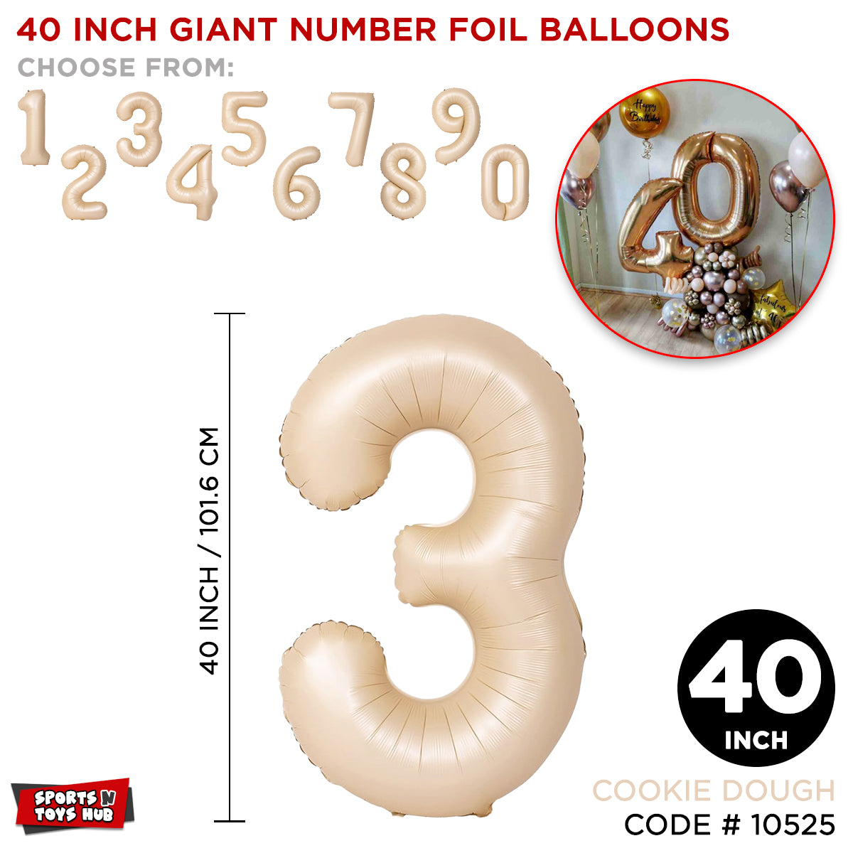 40 Inch Cookie Dough Number Foil Balloon Collection