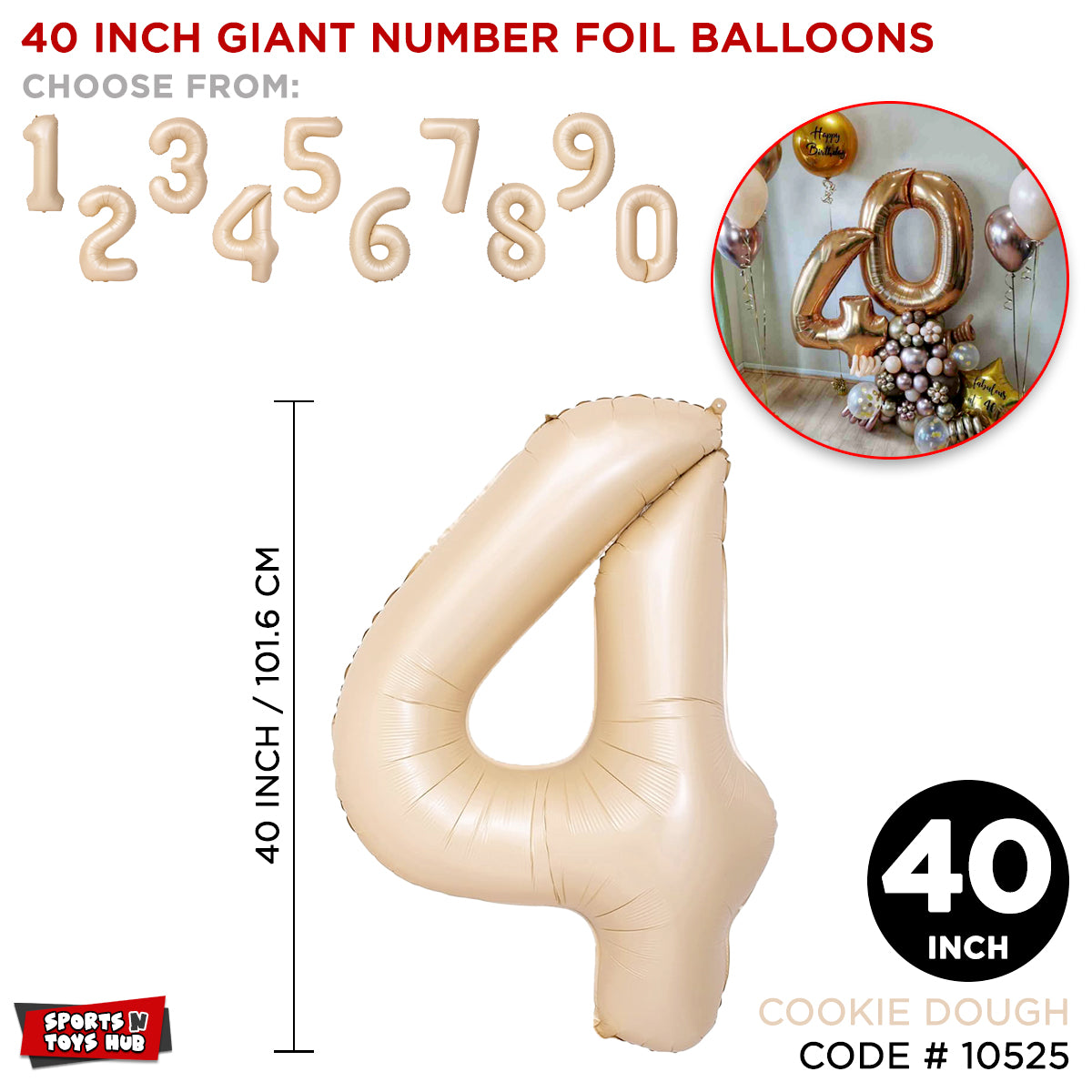 40 Inch Cookie Dough Number Foil Balloon Collection