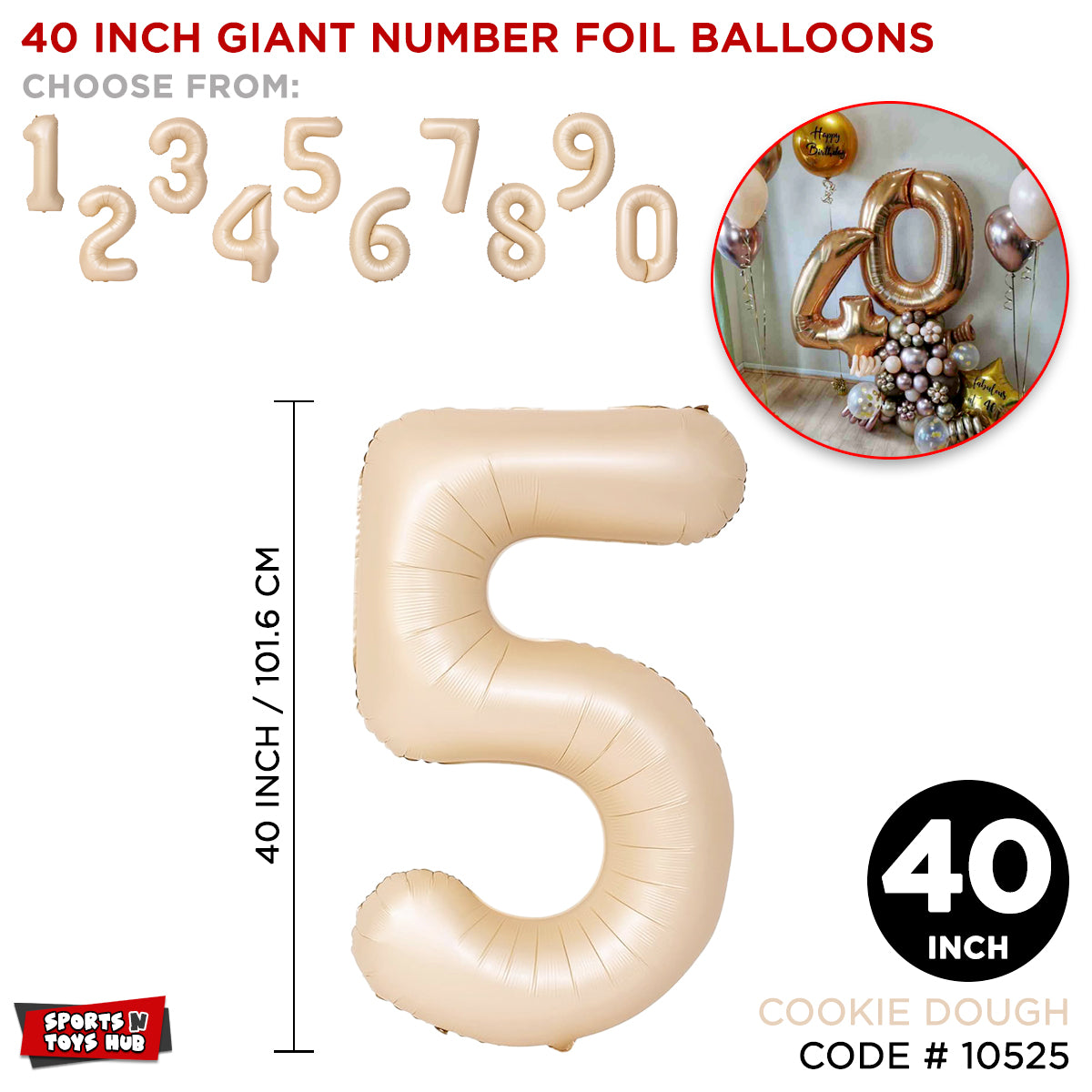 40 Inch Cookie Dough Number Foil Balloon Collection