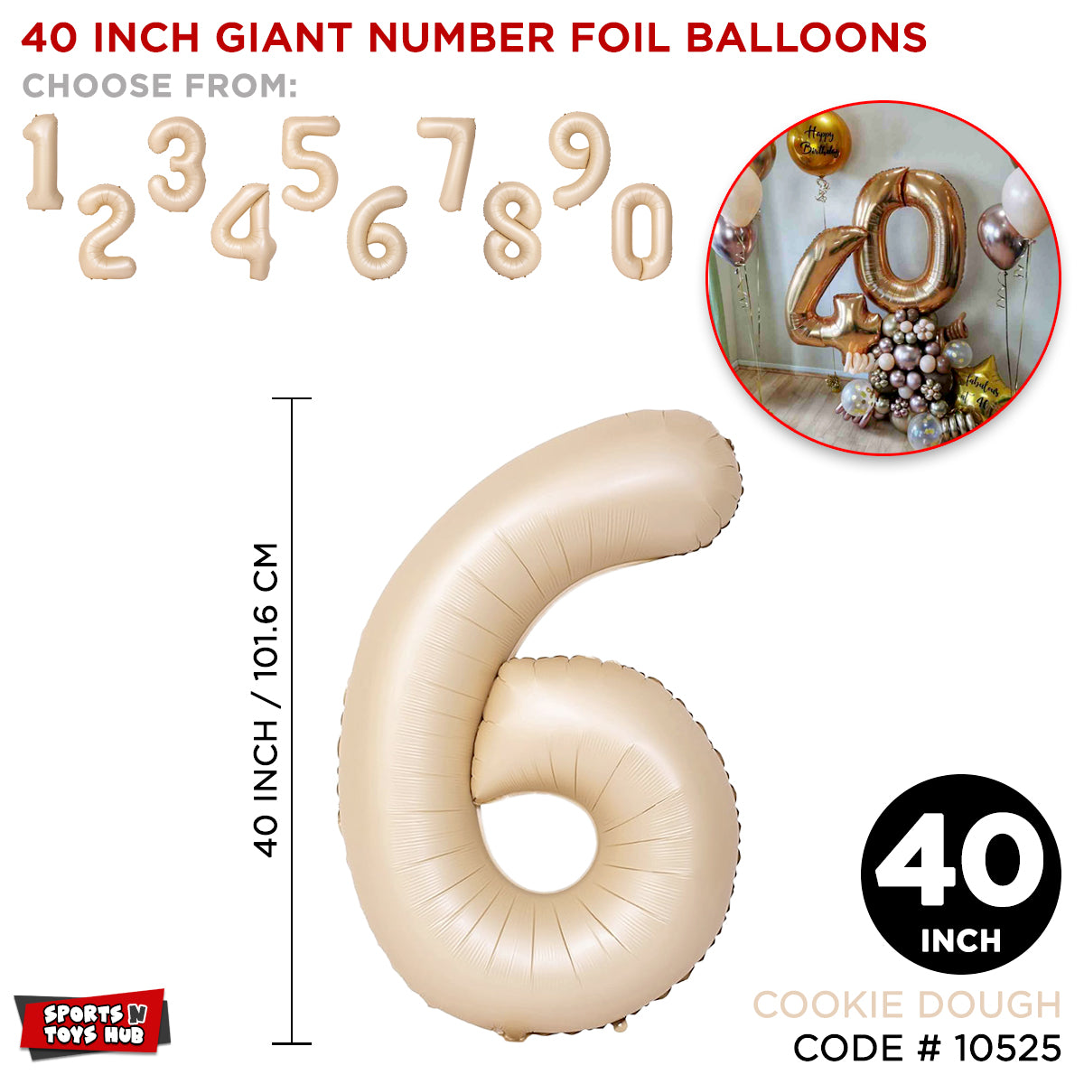 40 Inch Cookie Dough Number Foil Balloon Collection
