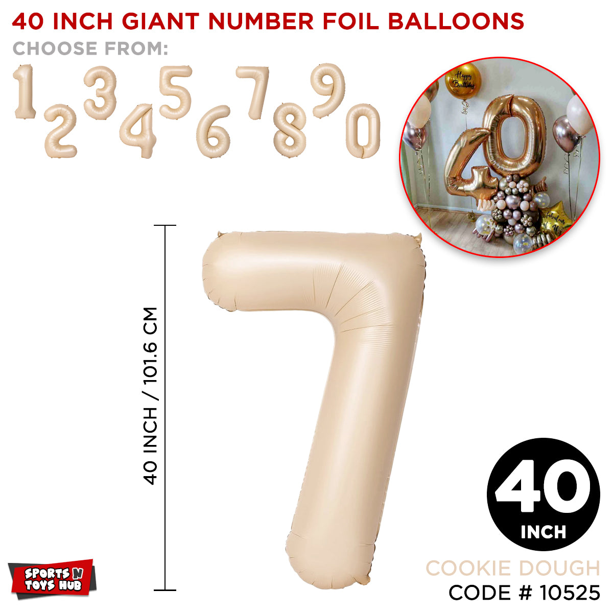 40 Inch Cookie Dough Number Foil Balloon Collection