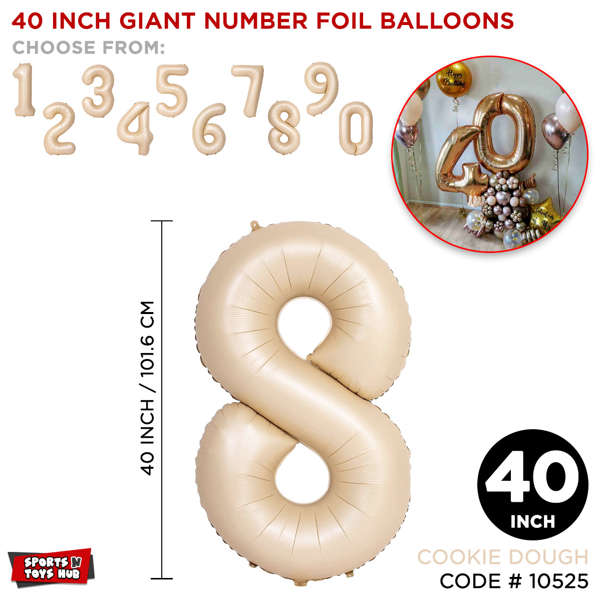 40 Inch Cookie Dough Number Foil Balloon Collection