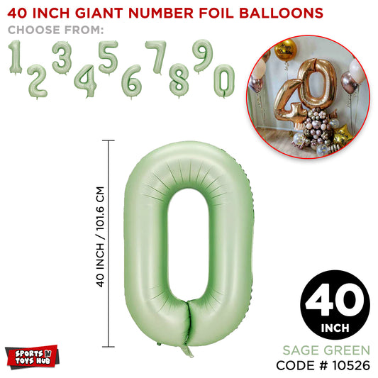 40 Inch Sage Green Number Foil Balloon Collection