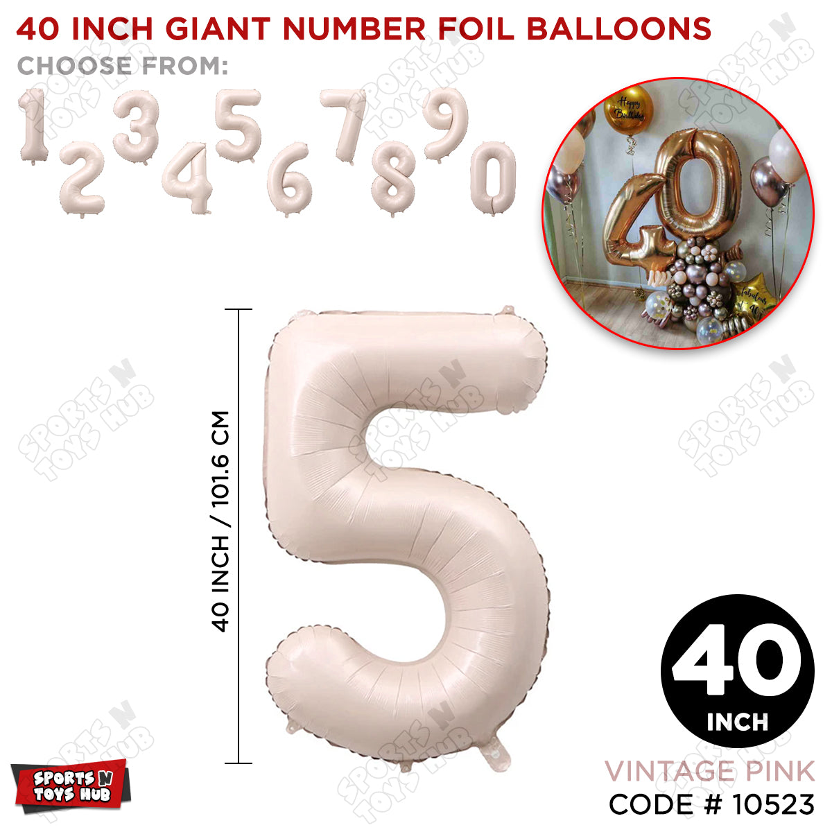 40 Inch Pink Number Foil Balloon Collection