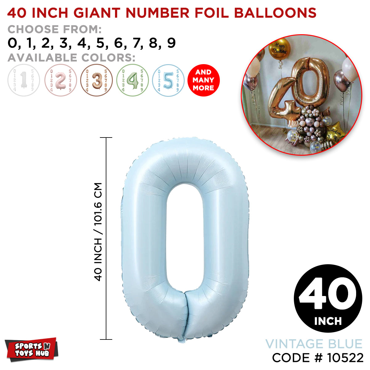 40 Inch Blue Number Foil Balloon Collection