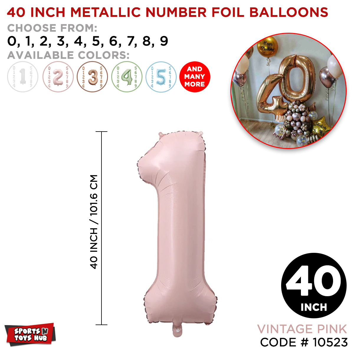 40 Inch Pink Number Foil Balloon Collection