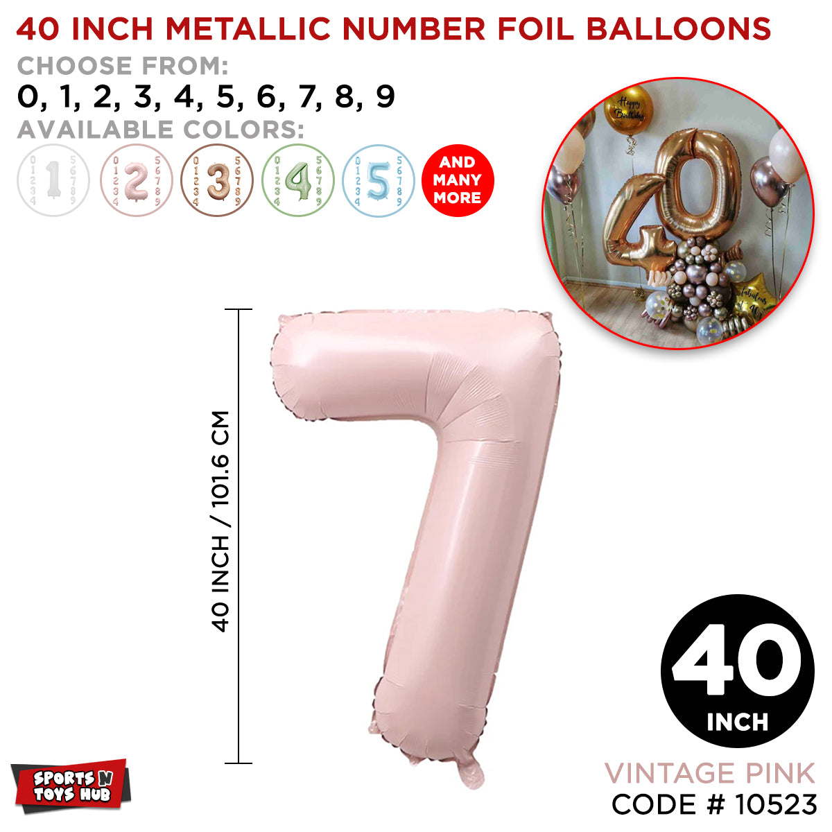 40 Inch Pink Number Foil Balloon Collection