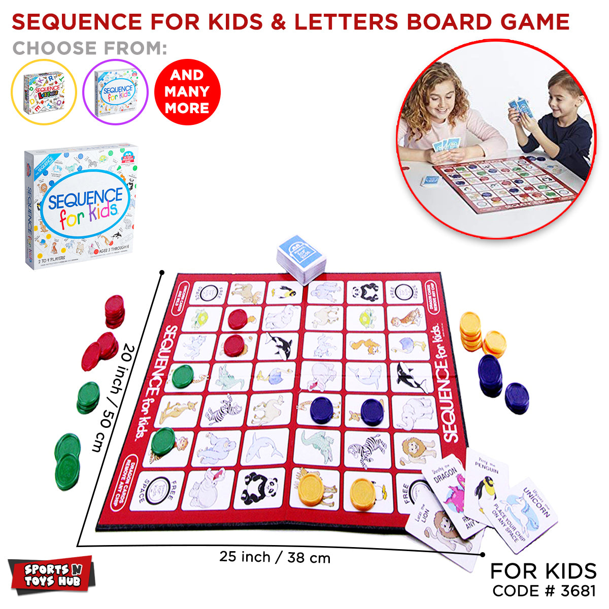 Sequence For Kids & Letters A to Z Board Game