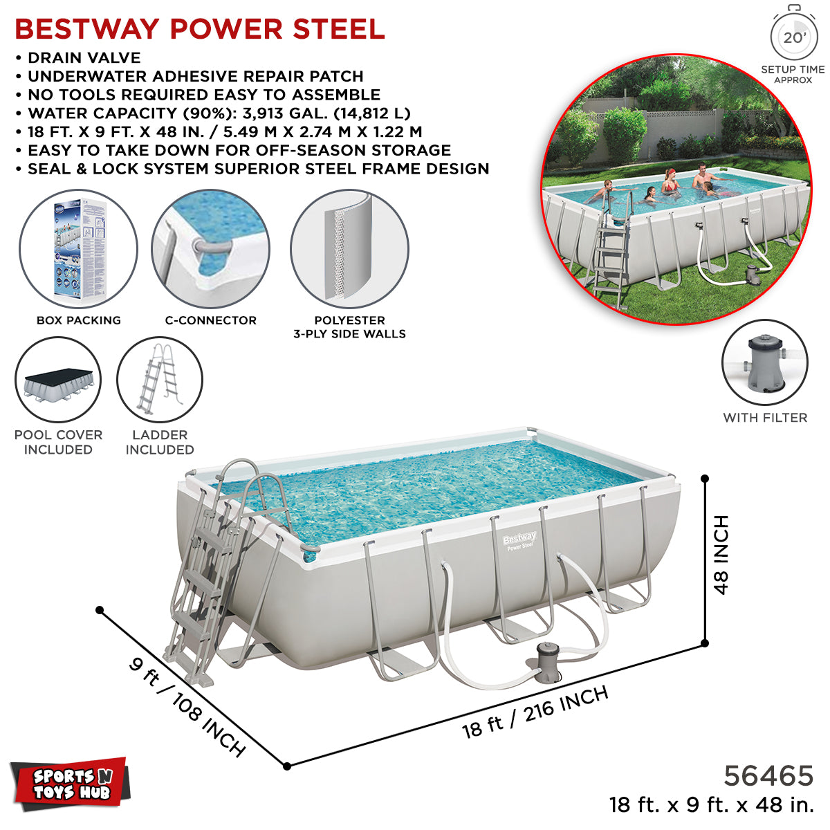 Bestway Fast Set Pools with Filter - 56465