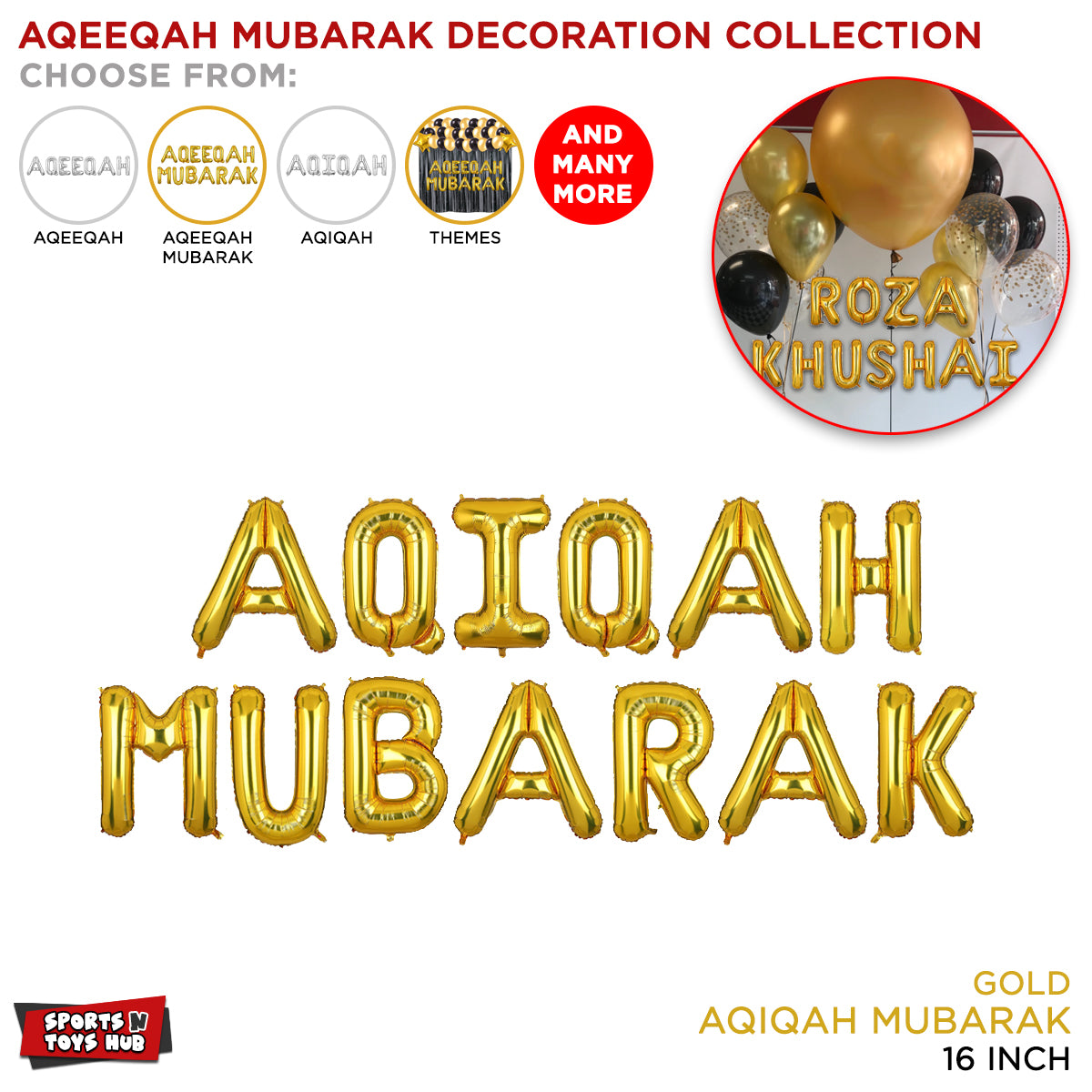 Aqiqah Mubarak Foil Letter Collection