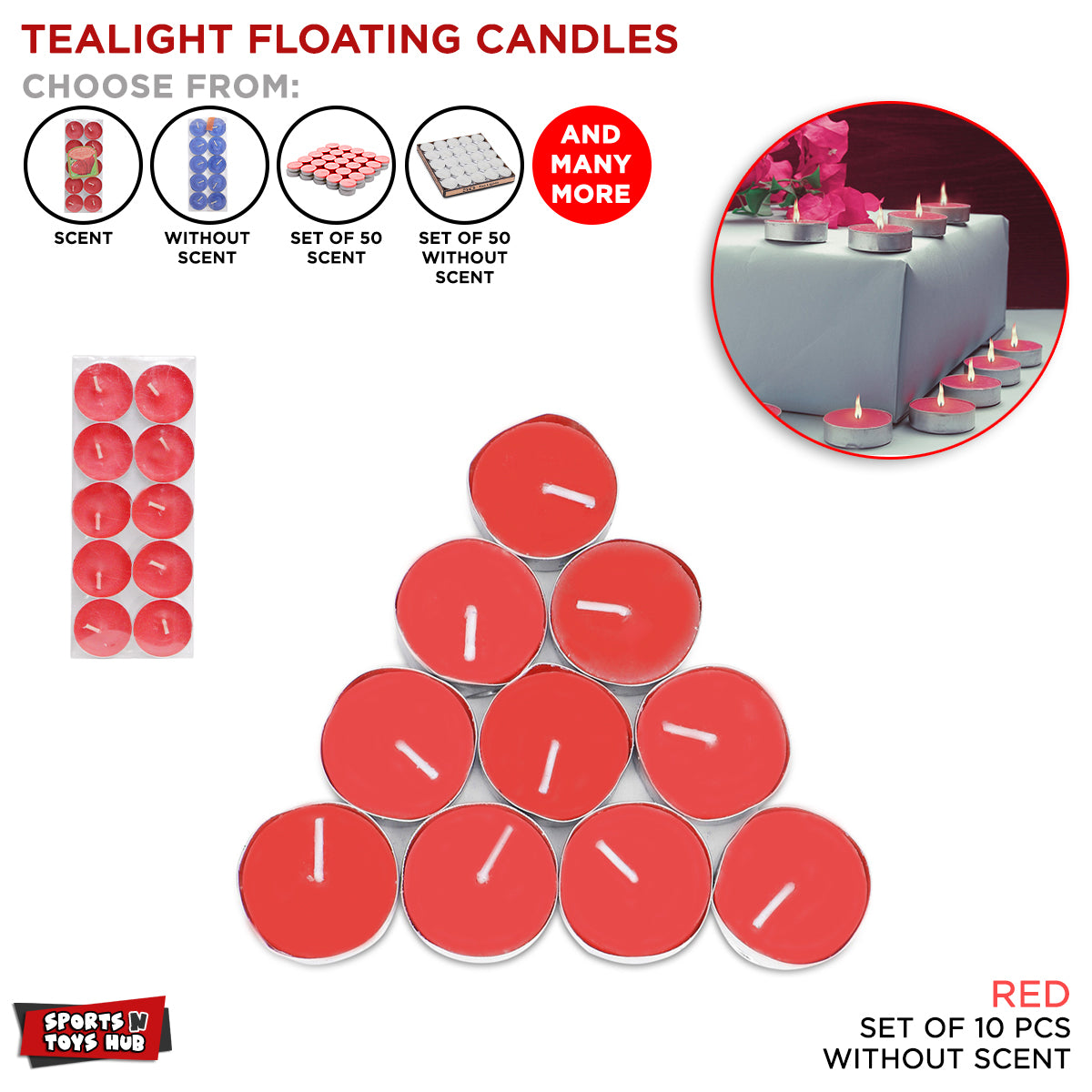 Non Scented Floating Candles - 10 Pcs