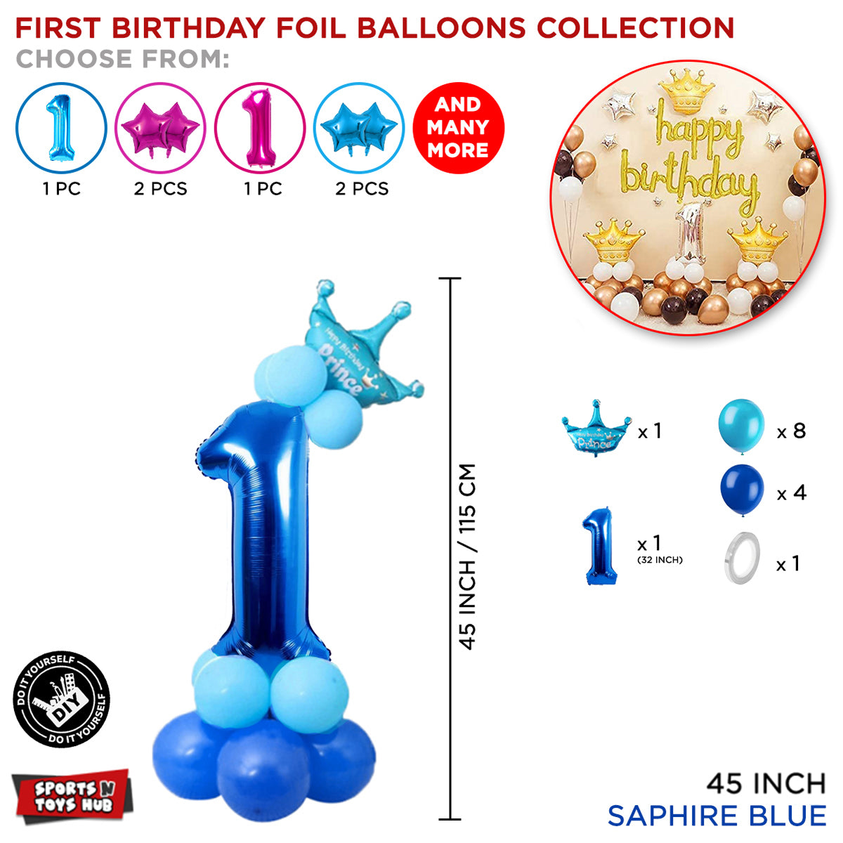 First Birthday Foil Balloon Collection