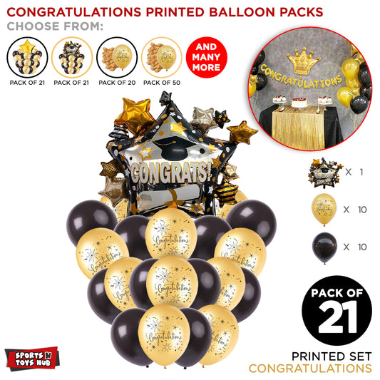 Congratulation Printed Balloons With Foil Balloon Bouquet