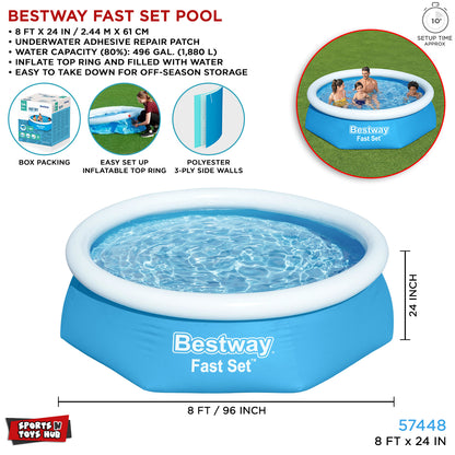 8 Ft Bestway Inflatable Fast Set Swimming Pool For Kids - 57448