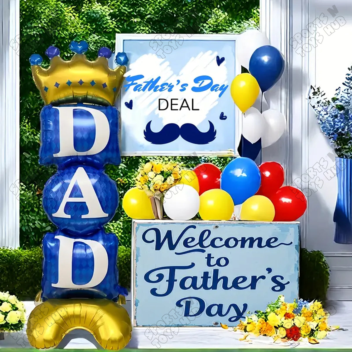 4D Dad With Crown Foil Balloon Stand - 112x39 CM