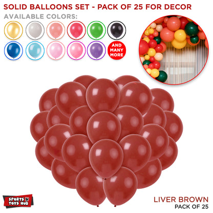 1.5 Gram Solid Latex 10 Inch Round Balloons - 25 Pcs