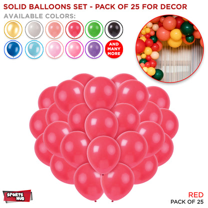 1.5 Gram Solid Latex 10 Inch Round Balloons - 25 Pcs