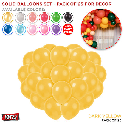 1.5 Gram Solid Latex 10 Inch Round Balloons - 25 Pcs