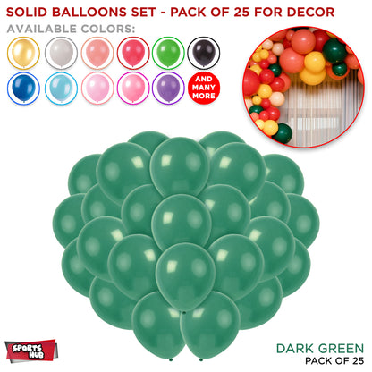 1.5 Gram Solid Latex 10 Inch Round Balloons - 25 Pcs