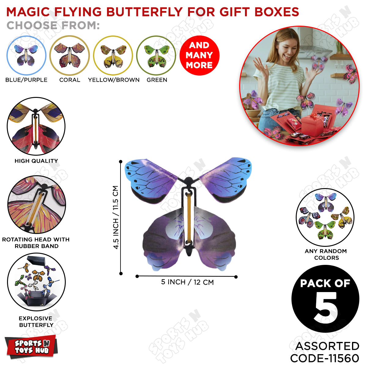 Magic Flying Flutter Explosive Surprise Butterflies For Gift Box & Gift Cards - Random Colors