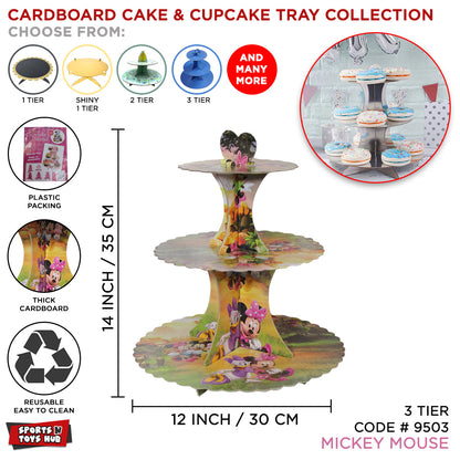 Three Tier Printed Micky M0use Cardboard Cake Stand Tray