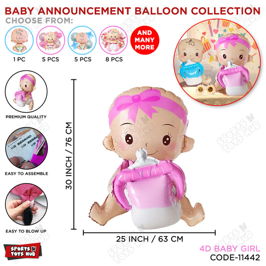 Baby Girl with Feeder 4D Foil Balloon