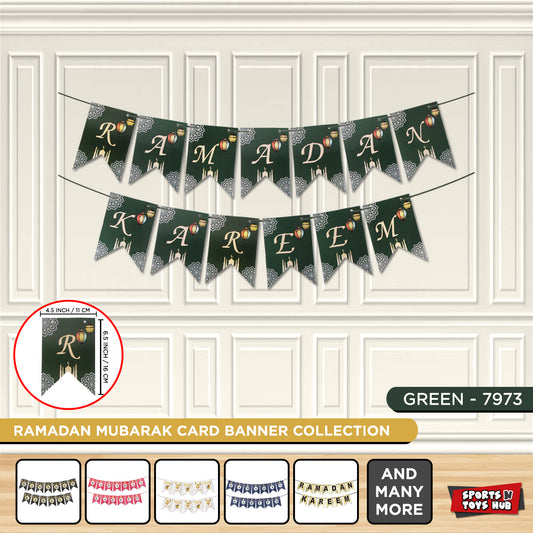 Ramadan Kareem Dark Green Card Banner