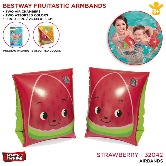 Bestway Inflatable Pool Swimming Friendly Fish, Strawberry, Pineapple Arm Ring Armband Floats - 32042