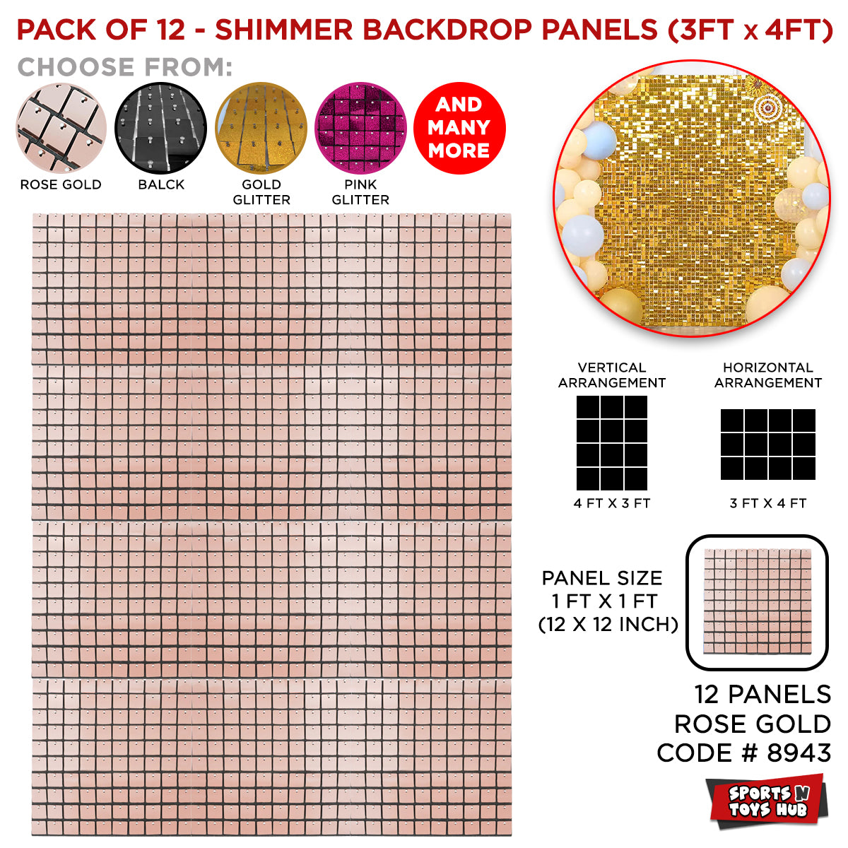 Shimmer Wall Panels - Rose Gold