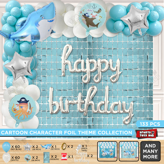 Shark Cursive Foil Letter Balloon Arch Theme