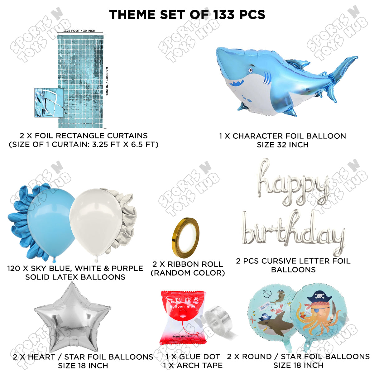 Shark Cursive Foil Letter Balloon Arch Theme