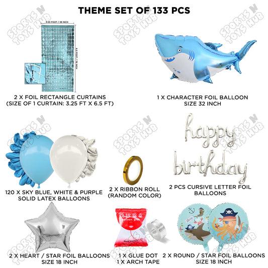 Shark Cursive Foil Letter Balloon Arch Theme