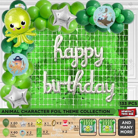Octopus Foil Balloon Set With Cursive Foil Letter Balloon Arch Theme