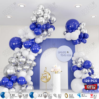 Dark Blue, White & Silver Garland Theme Set