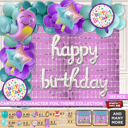 Nar Whale Cursive Foil Letter Balloon Arch Theme