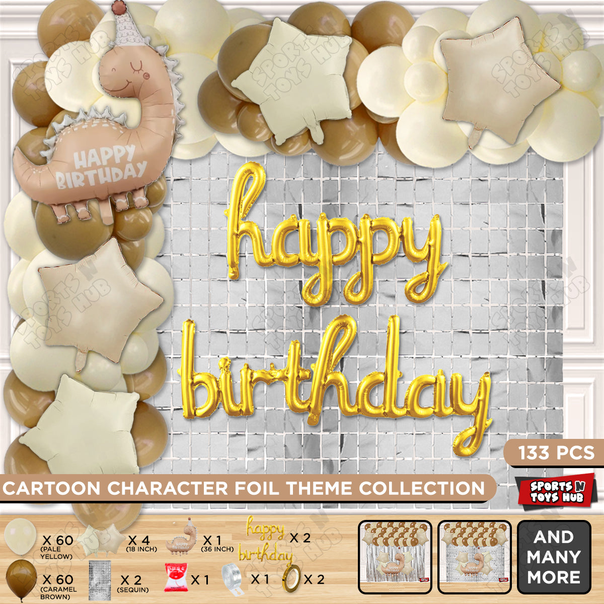 Pastel Matte Dino Color Foil Balloon Set With Cursive Foil Letter Balloon Arch Theme
