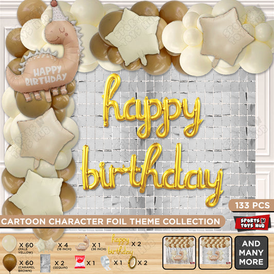 Pastel Matte Dino Color Foil Balloon Set With Cursive Foil Letter Balloon Arch Theme