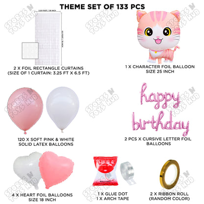 Cartoon Cat Foil Balloon Set With Foil Letter Arch Theme